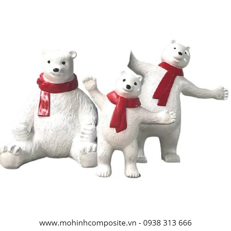 mo hinh bang nhua composite cao cap14 1 6722 - Mô hình gấu trắng choang khăn composite H1800mm